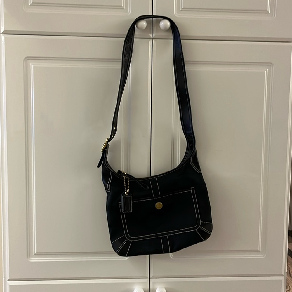 Vintage Coach Black and Gold Cross Body Bag